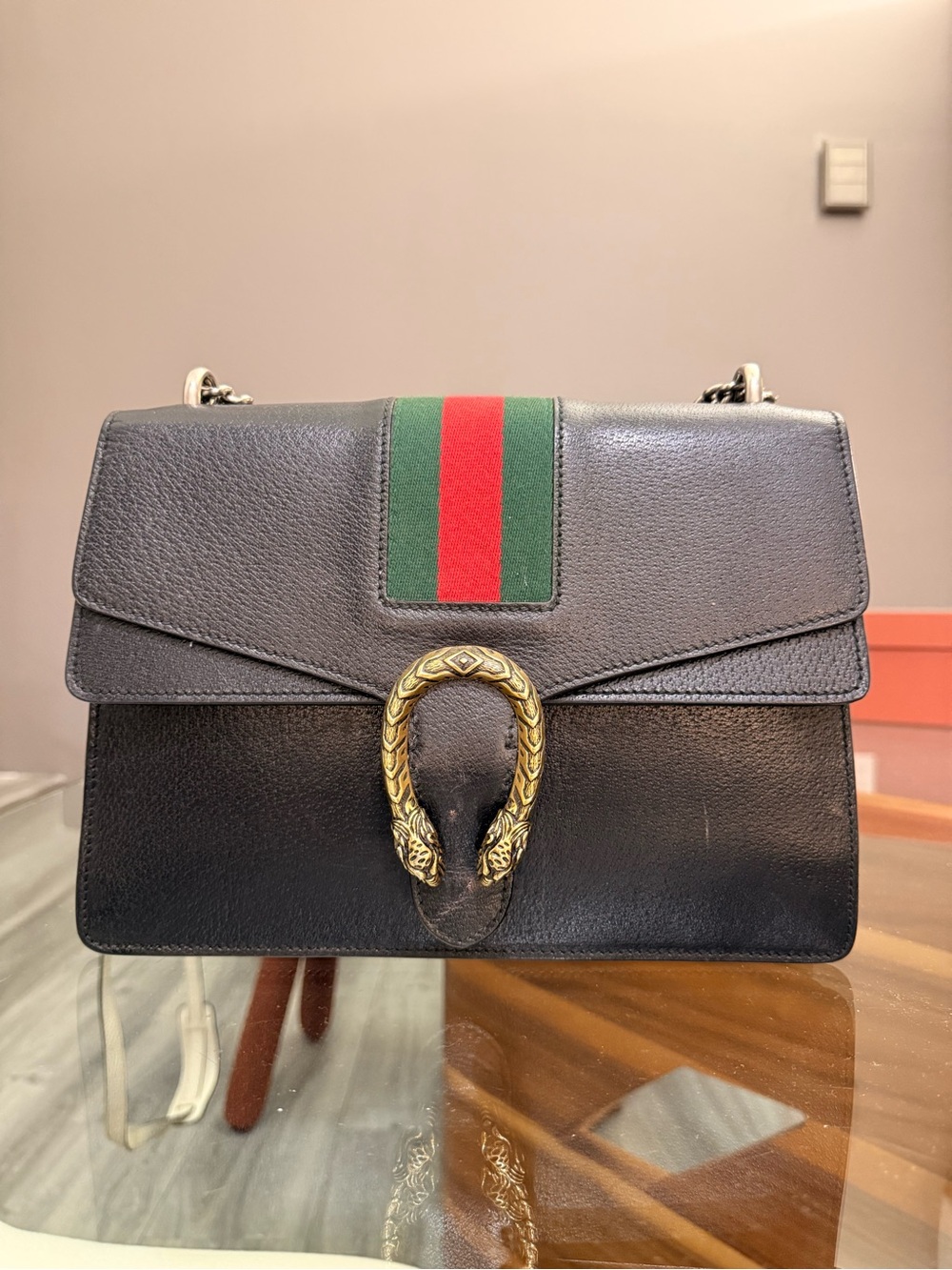 Gucci leather webbing Dionysus chain medium shoulder bag